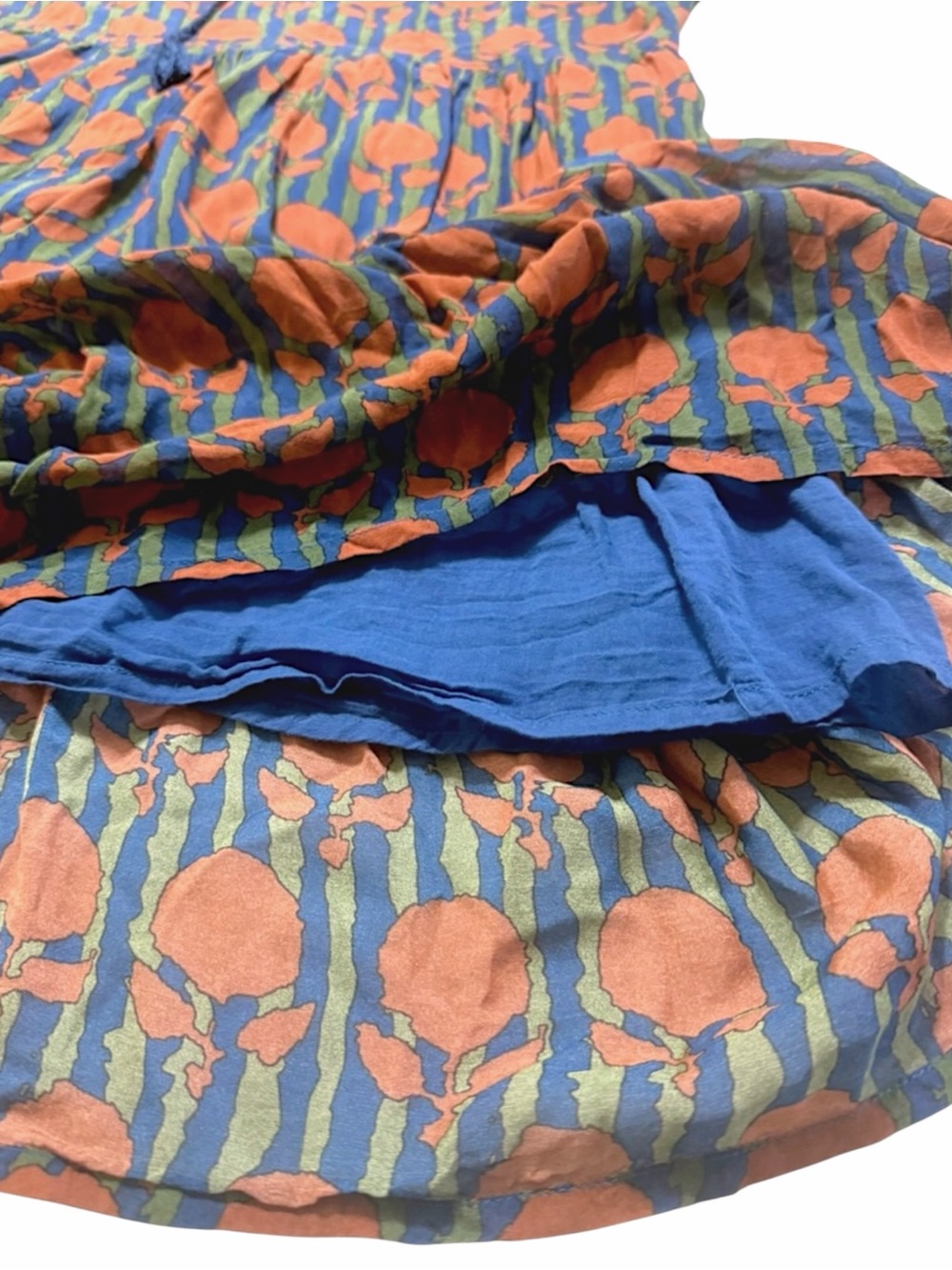 Oliphant Silk Cotton Tie Front Balloon Mini Dress Long Sleeve Tulip Orange - Picture 8 of 13